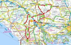 parcours du 01/03:81km:ploemel,kerstran,auray,treauray,st anne,pluvigner,brandivy,le poteau,plumergat,brech,lapaul,lemoustoir,locqueltas,cosquer,carnac
